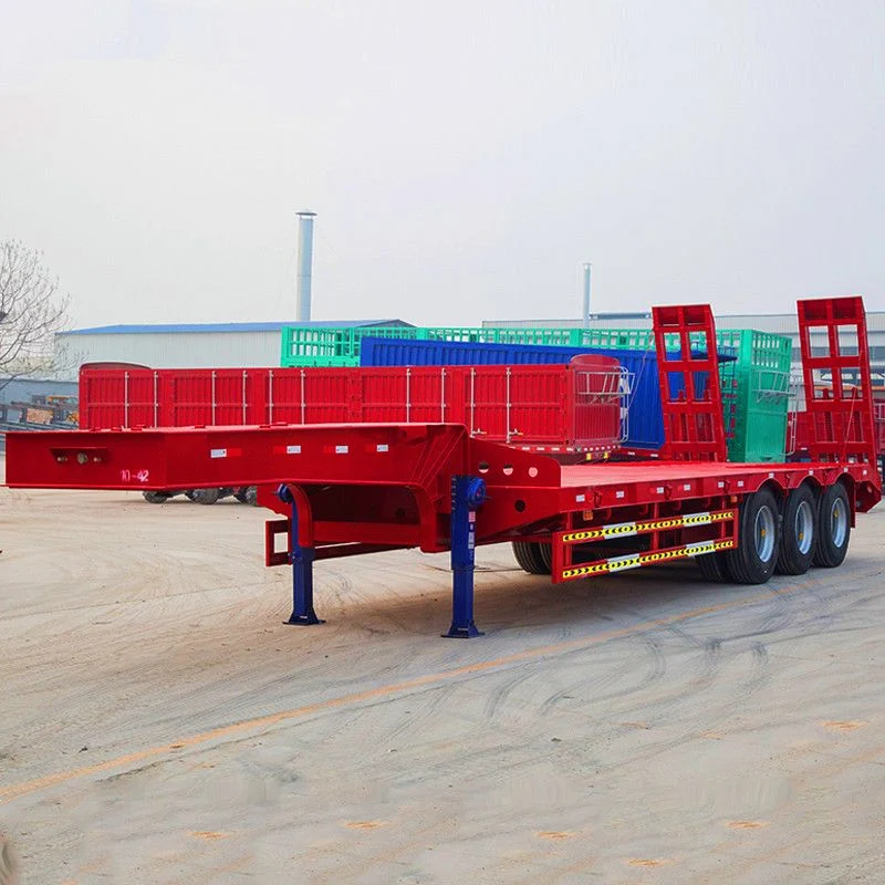 High Loading Capacity Manufacturers Low-Bed Semi Trailer Heavy Load 3 Axle Low Platform Semi Trailer Low-Boy Truck Semi Trailer