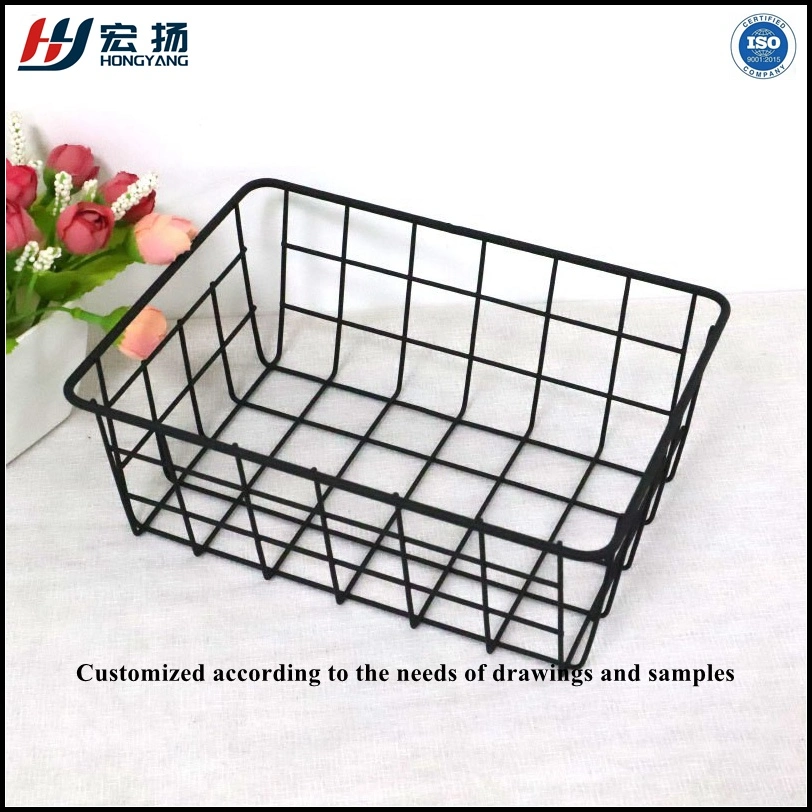 Custom Best Selling Household Stack-Able Wire Metal Wire Storage Basket Vegetable Storage Basket with Handle