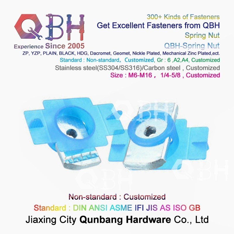 Qbh Aluminium Profile Customized Carbon Stainless Steel Zp/Yzp/Plain/Black/HDG/Dacromet/Geomet/Nickle Plated/Mechanical/Zinc Plated T Spring Nut Channel Fitting