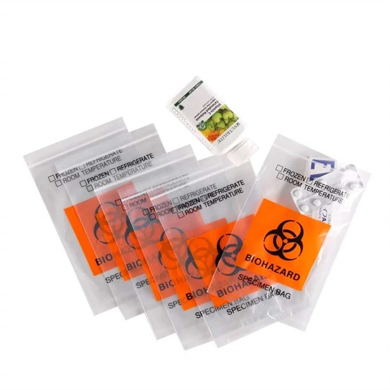 Medical Biohazard Ziplock muestra clara de transporte bolsa de plástico bolsas de laboratorio médico