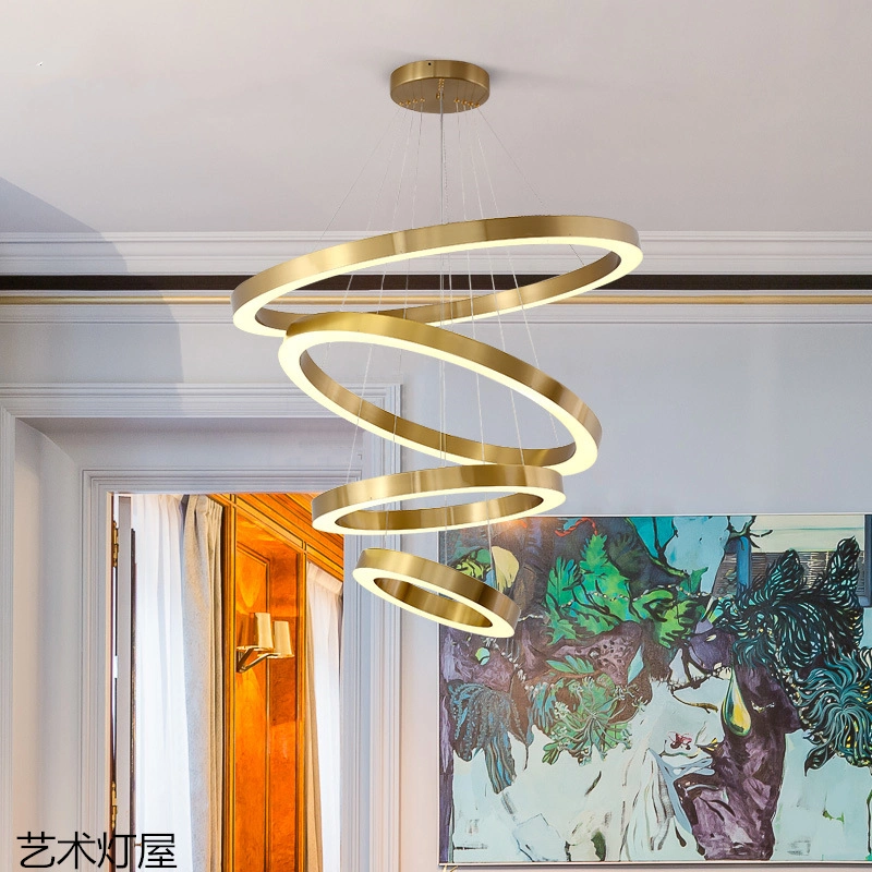 Stainless Steel Bronze Golden Color LED Ring Pendant Light