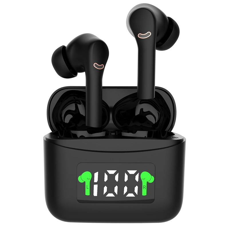 Auriculares inalámbricos TWS J5 Mirror OEM LED Display Bt Headset Auriculares internos para juegos con reducción de ruido de baja latencia resistentes al agua