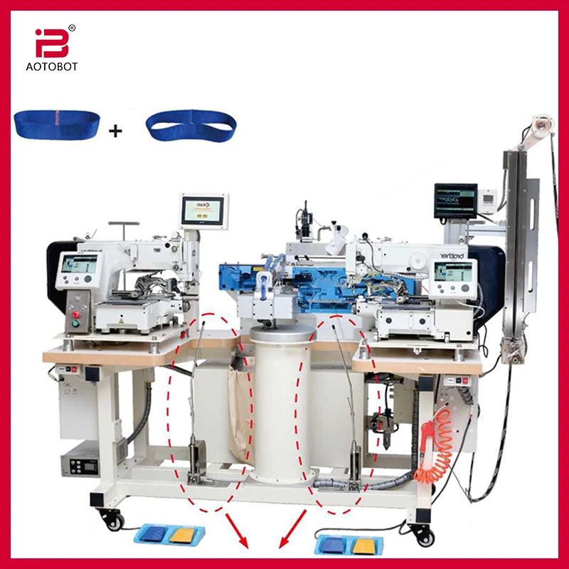 Máquina de costura de doble cabeza de robot de unión de banda elástica de alta productividad