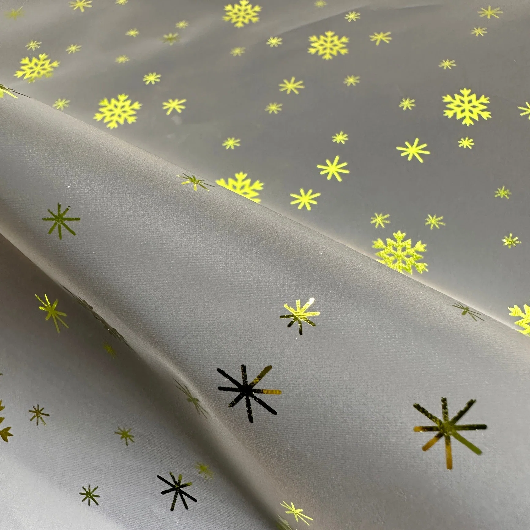 Snowflake Decoration Printed Polyester Snowflake Printed Fabric 160GSM for Outdoor Jacket