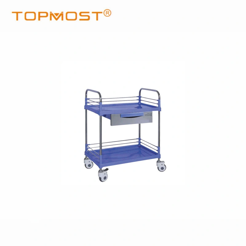 Steel-Plastic Trolley Medical Crash Cart Hospital Furniture Utility Nursing Trolley with Drawers
