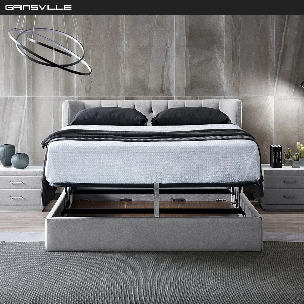 UK Design Modern White Color Wooden Material Bedroom Set with Hydralic Storage Furniture