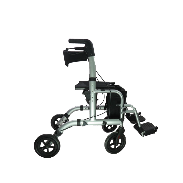 Le réglage manuel de hauteur du poids léger des secoueurs repliables est populaire Chaise d'extérieur Walker pour personnes âgées soins à domicile en aluminium Rollator Walking Sida