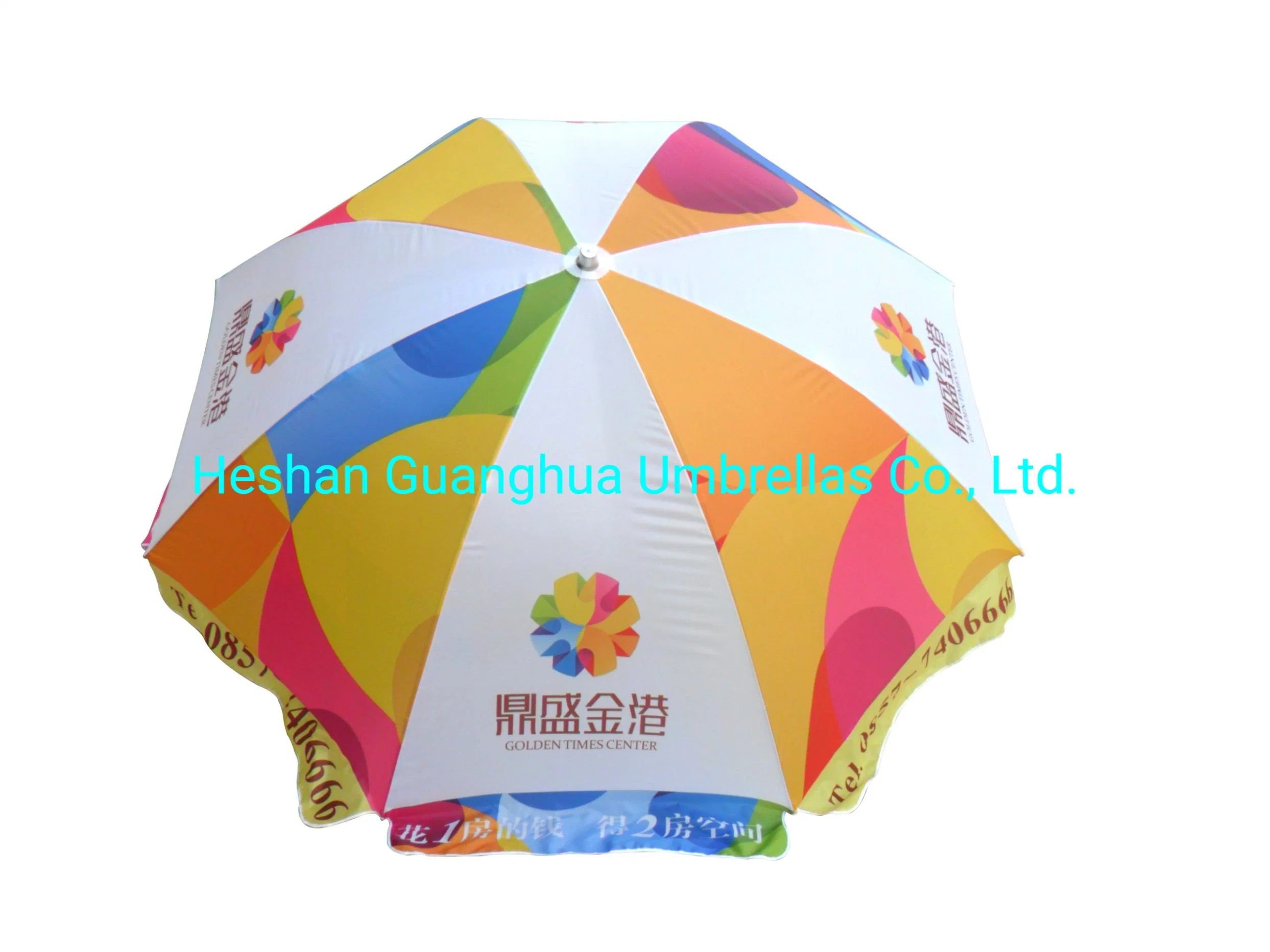 Customized Sublimation Printed Outdoor Promotional Parasol Beach Umbrella