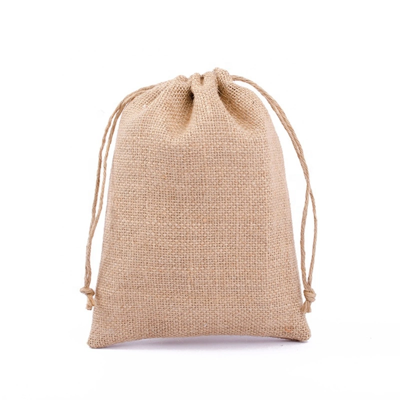 Wholesale Eco Friendly Jute Sacks Drawstring Hemp Bag Burlap Gift Bags