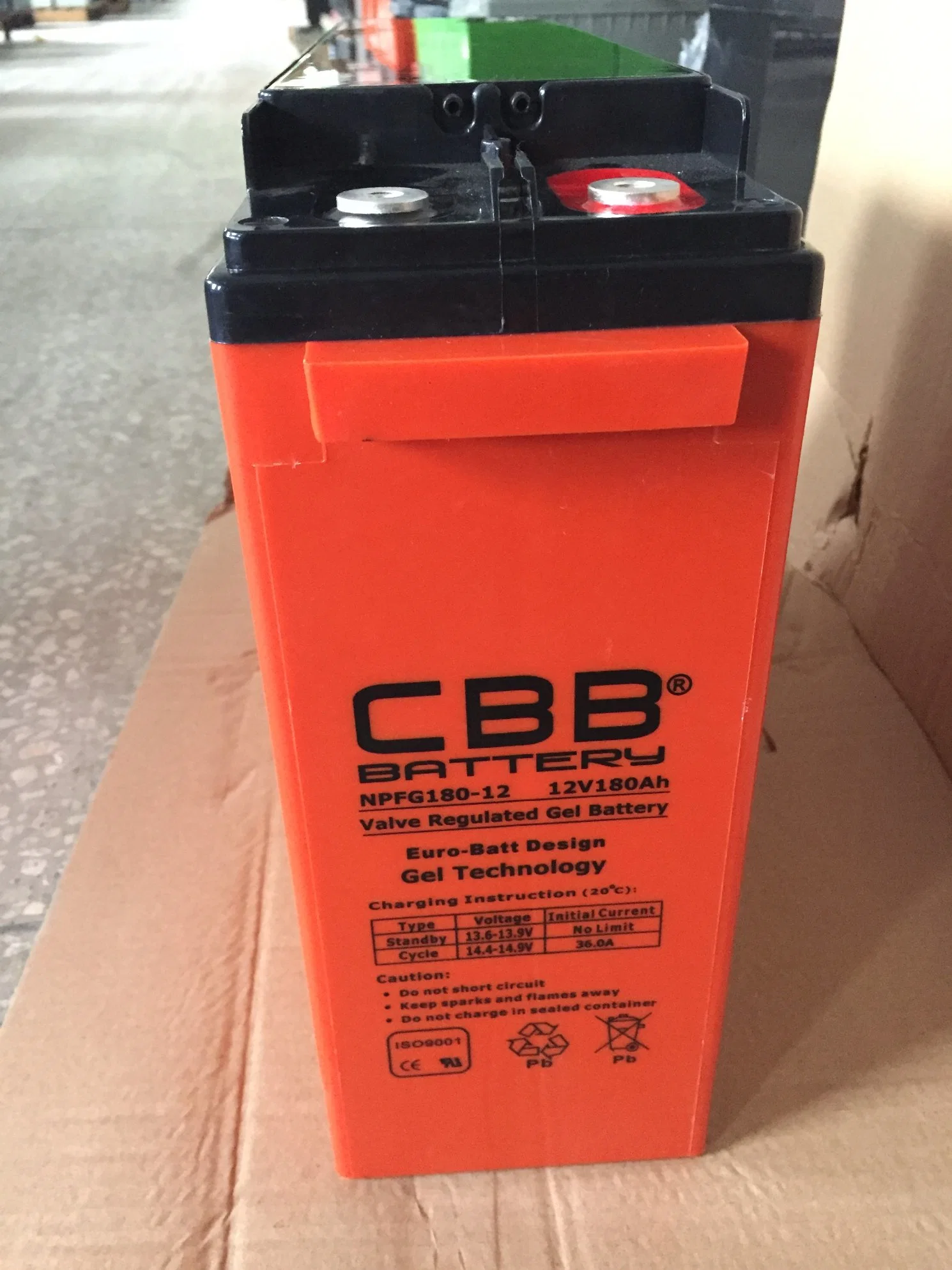 Slim Front Terminal 12V180ah Gel Deep Cycle Telecom Battery