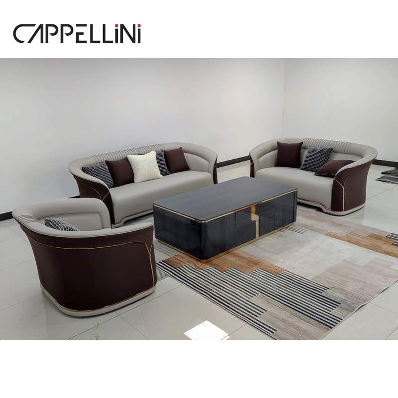 High End Modern Villa Modular Luxury Sofa Custom Sectional Couch Genuine Leather Sofa Set Living Room Furniture