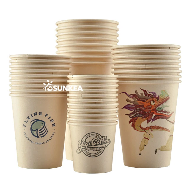 Disposable Custom Made Bamboo Coffee Paper Cups with Lids