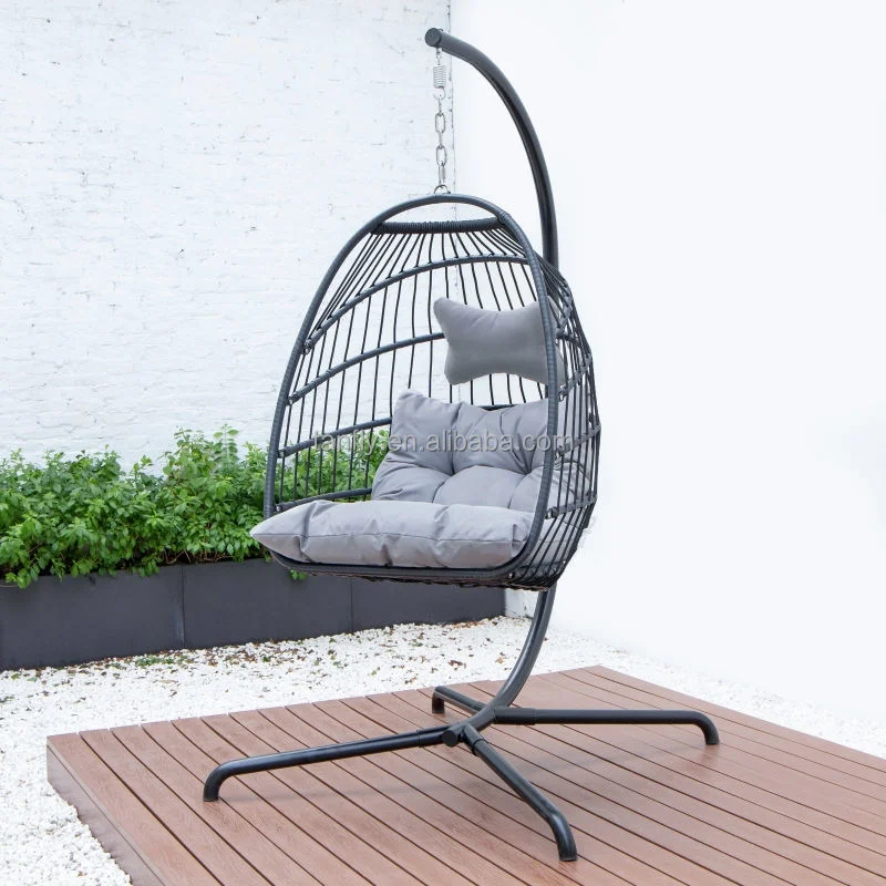 Gartenschaukeln Stuhl Moderner Rattan Wicker Ei Stuhl Im Freien Innen Hängesessel mit Ständer