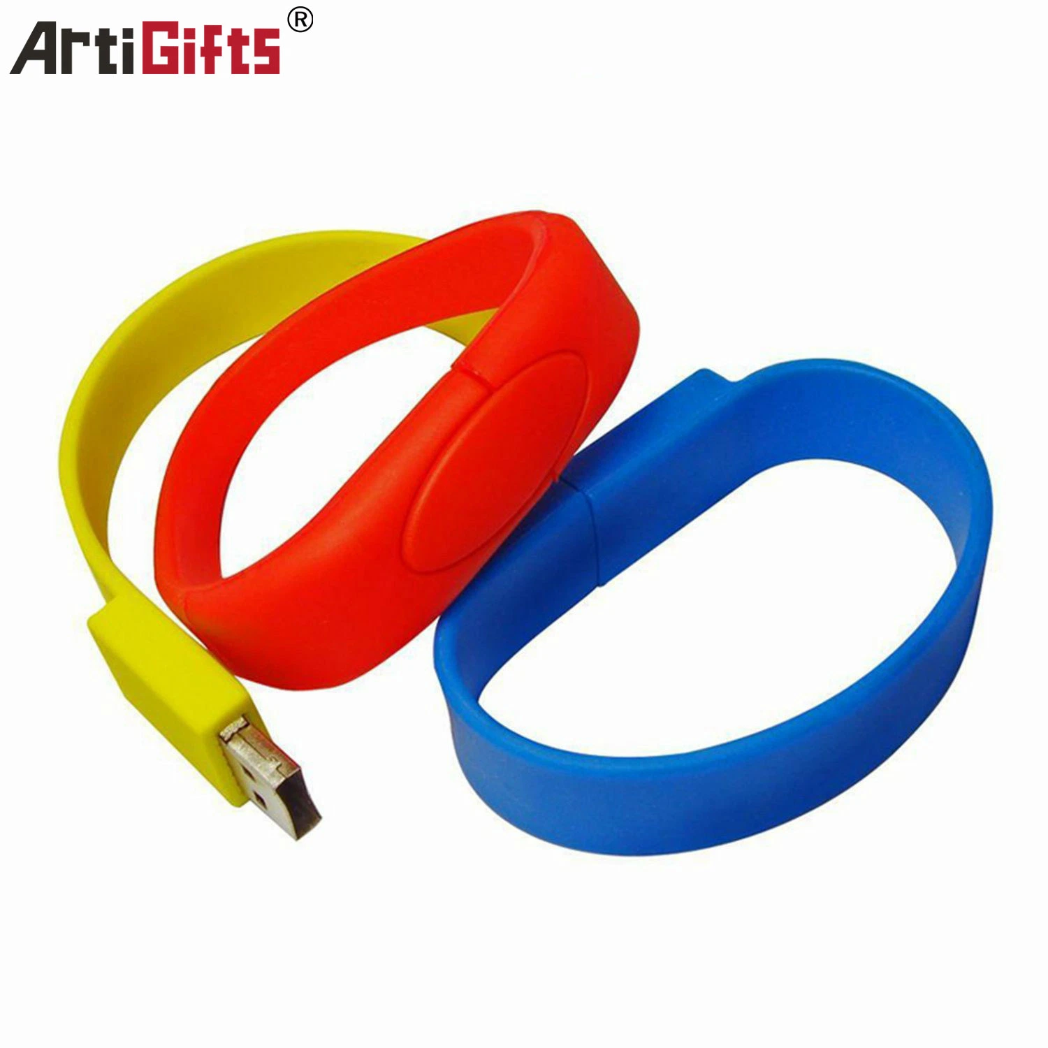 Promotional Custom Design Silicone Wrist Strap Flash Logo USB Disk