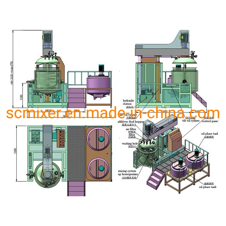 PLC Control Elektrische Heizung Creme Salbe Hautpflege-Produkte kosmetische Fertigungsmaschinen Emulsion Herstellung Ausrüstung, kosmetische Mischmaschine