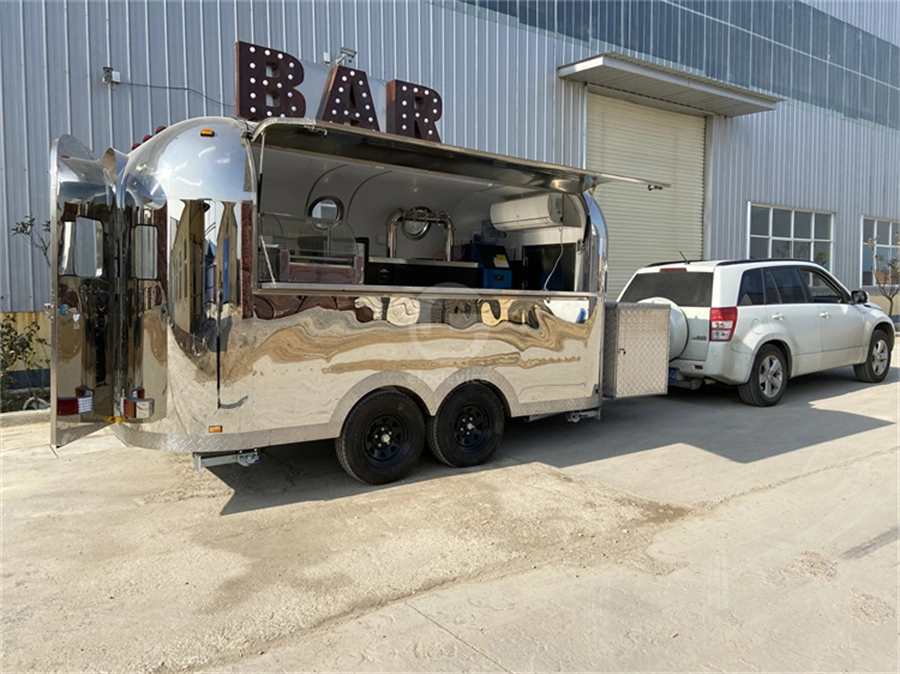 Europe Fashionable Airstream Food Trailer Stainless Steel Fast Food Truck with CE Food Cart