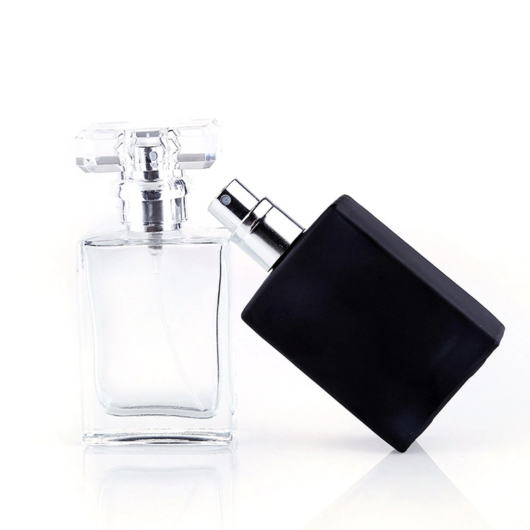 30ml Customized Clear Cosmetic Packaging Fragrance Packaging Unique Square Glass Perfume Bottle