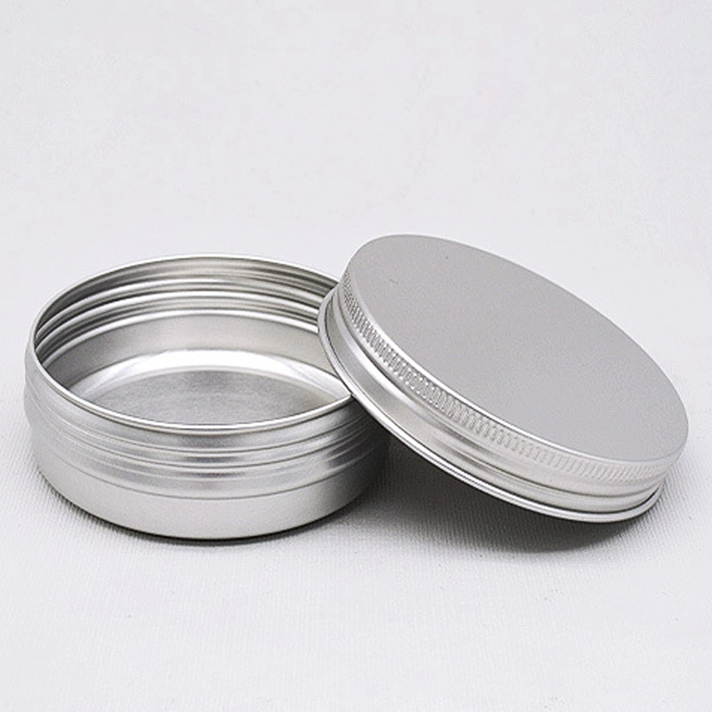 Envases cosméticos vacía de estaño metal plateado de tapón de rosca de aluminio de latas de aluminio vela redonda Spice latas de aluminio de contenedor de bálsamo labial