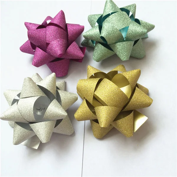 Manufacturer Wholesale/Supplier Shiny Glitter Ribbon Star Bow for Gift Wrap