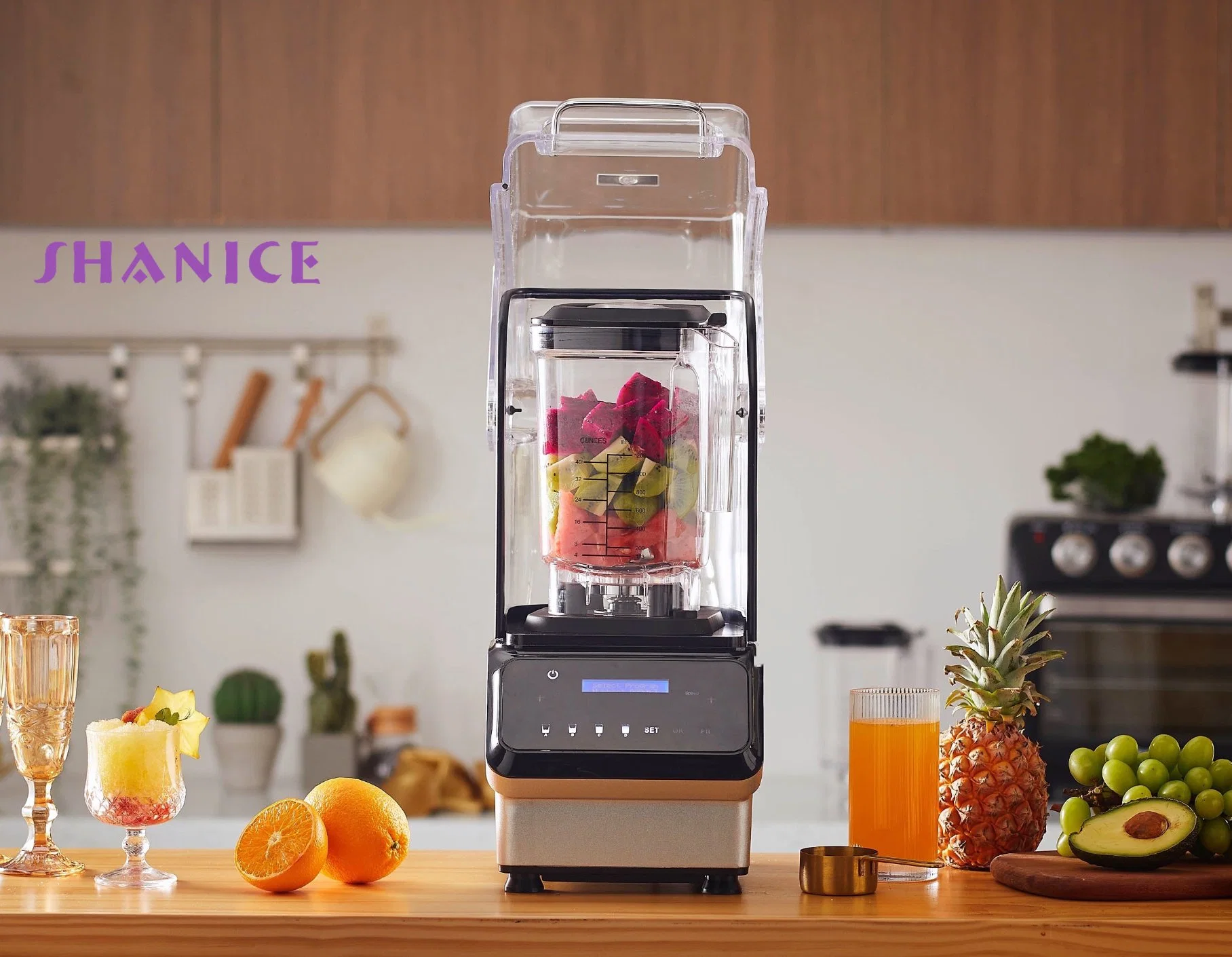 Heavy Duty Professional Silent Smoothie Bar Blender Frozen Drink Grinder Juicer All in One Home Kitchen Appliance with BPA Free Jar