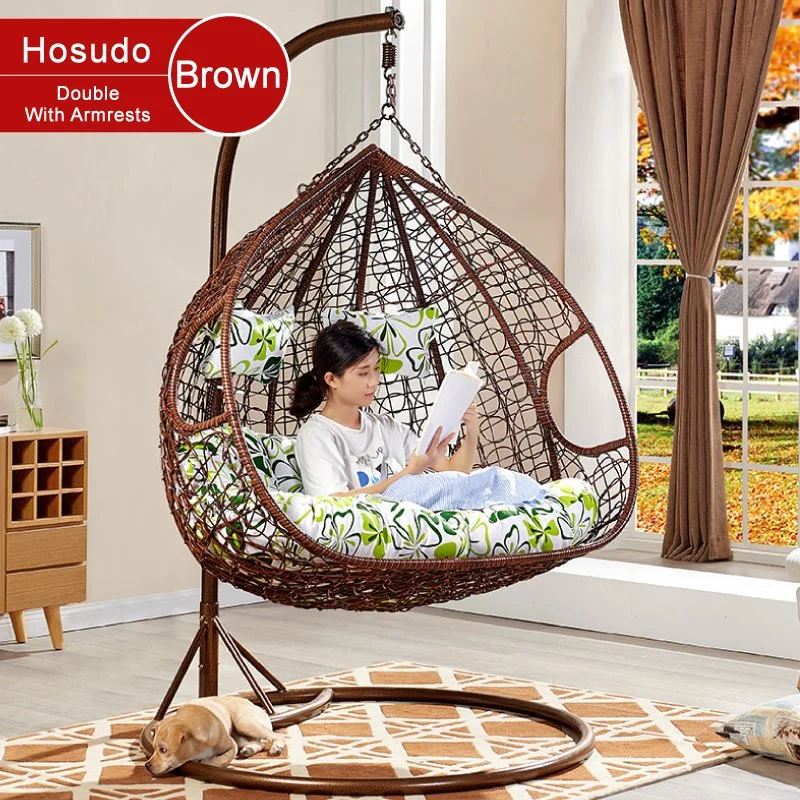 2020 Good Selling Indoor Double PE Rattan Chair Swing Outdoor