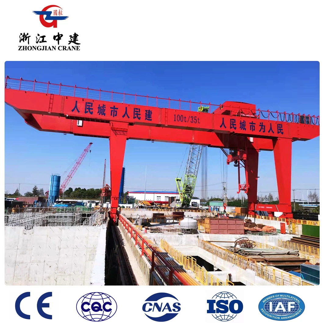 10t~300t DIN Standard Double Girder Gantry Crane with Open Winch