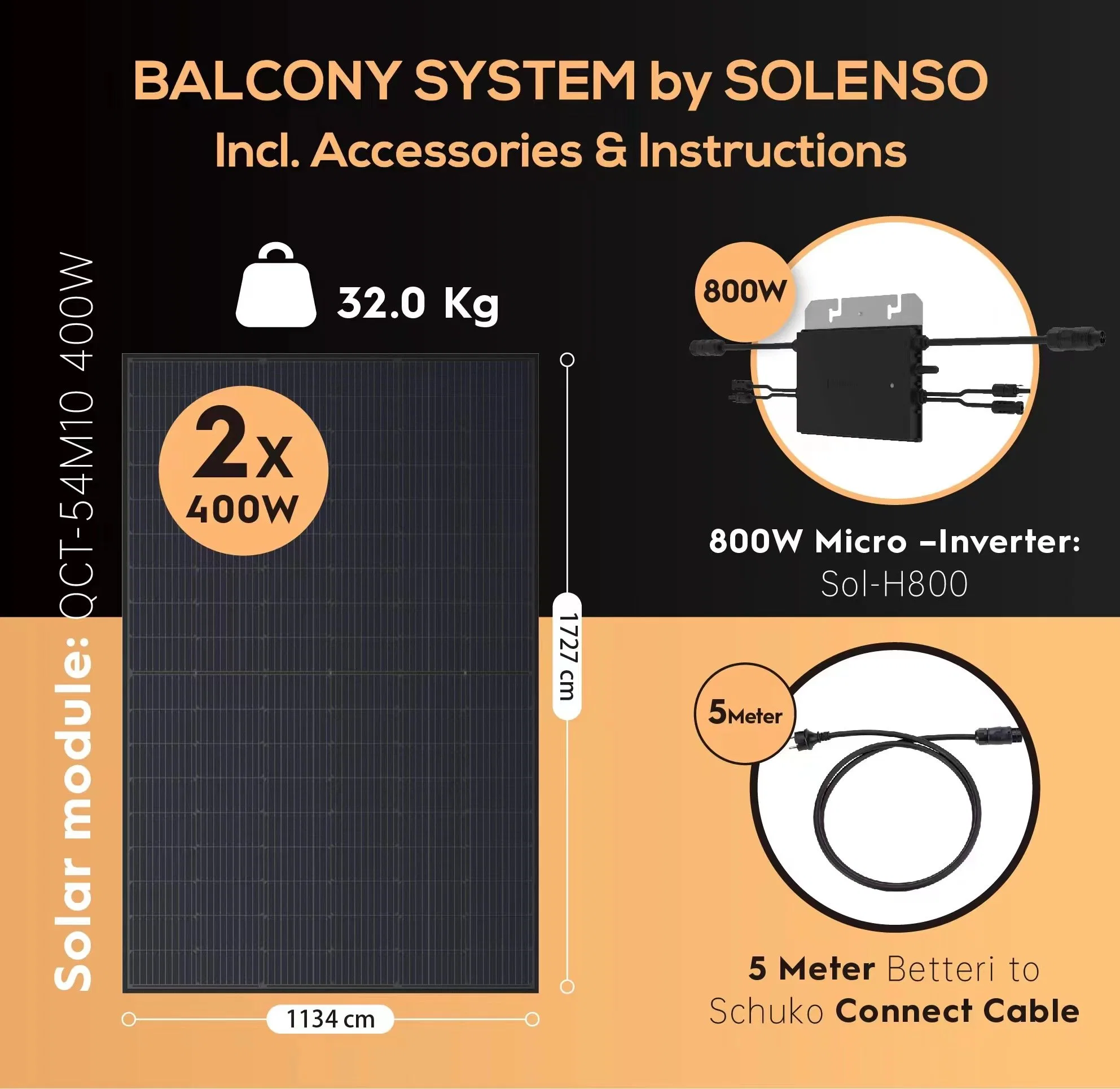 Sistema Solar Plug and Play de Europa 400W Balcón completo Negro Panel Kit Solar