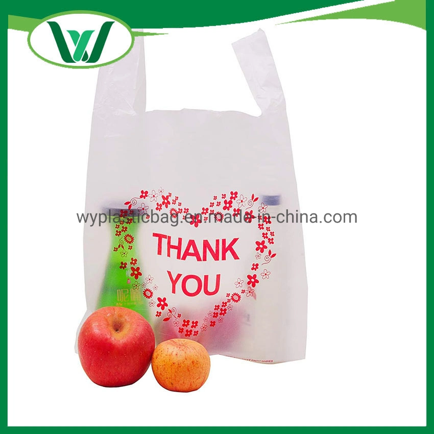 Custom umweltfreundliche biologisch abbaubare Kunststoff T-Shirt Obst und Gemüse T-Shirt Tasche