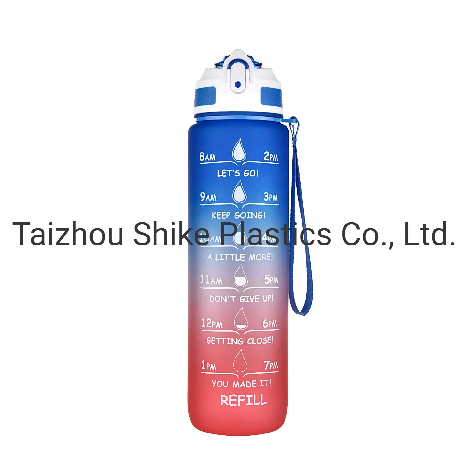 34oz 1L 2020 Time Marker Leakproof Bicycle Product Tritan Sport Frosted Plastic Water Bottle BPA Free