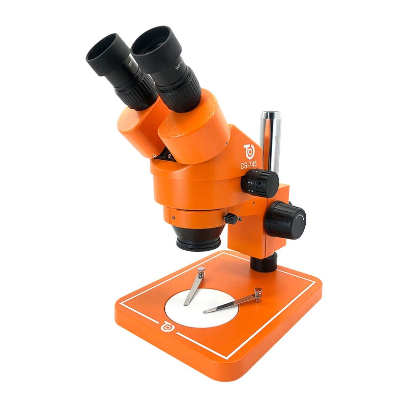 Foreign Trade Specialized Binocular Stereoscopic Microscope, Orange Adjustable, 7-45X Industrial Inspection and Maintenance Measurement Microscope