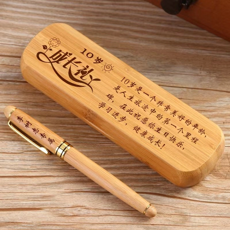 Stationery & Office Accessories Portable Customized Logo Gift Wooden Pen Set Promotion Bamboo Pen Box