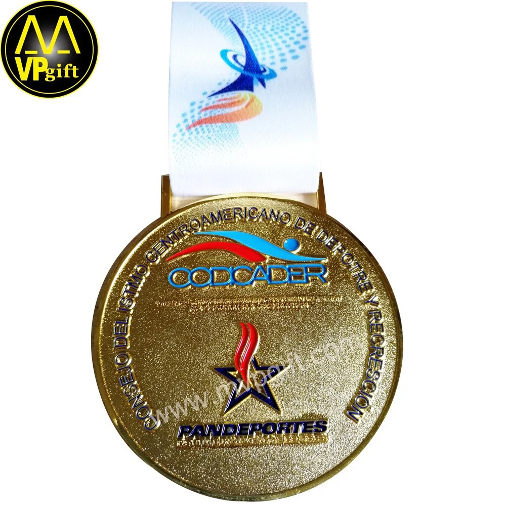 China medalhas de metal personalizada de fábrica 3D Loja Ouro, Prata e Bronze competição esportiva campeão com fita Medalha de Pequim