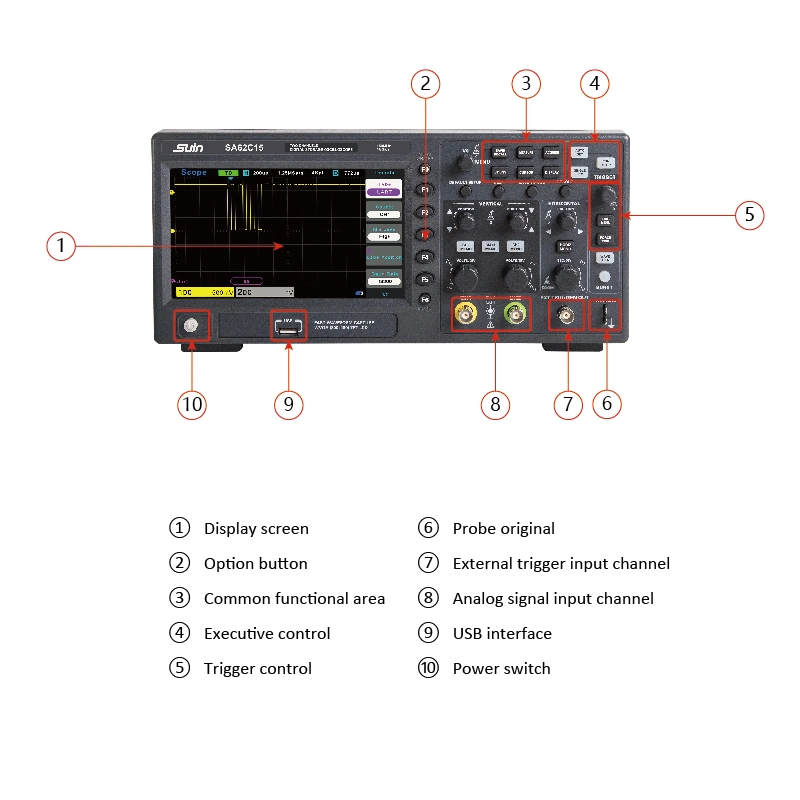 Cheap Suin SA62c15-150MHz 1gsa/S 7 Inch TFT Display Digital Storage Oscilloscope