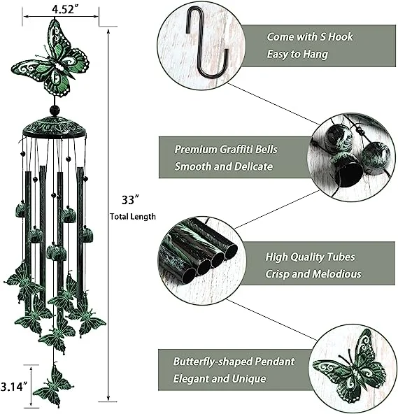 Chimeneas de viento al aire libre, Regalos, decoración de jardín, decoración de casa