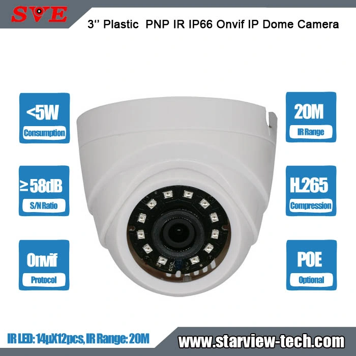 3" Plastic IP Poe CCTV Network Security H. 265 Onvif Plug & Play Poe Dome Camera