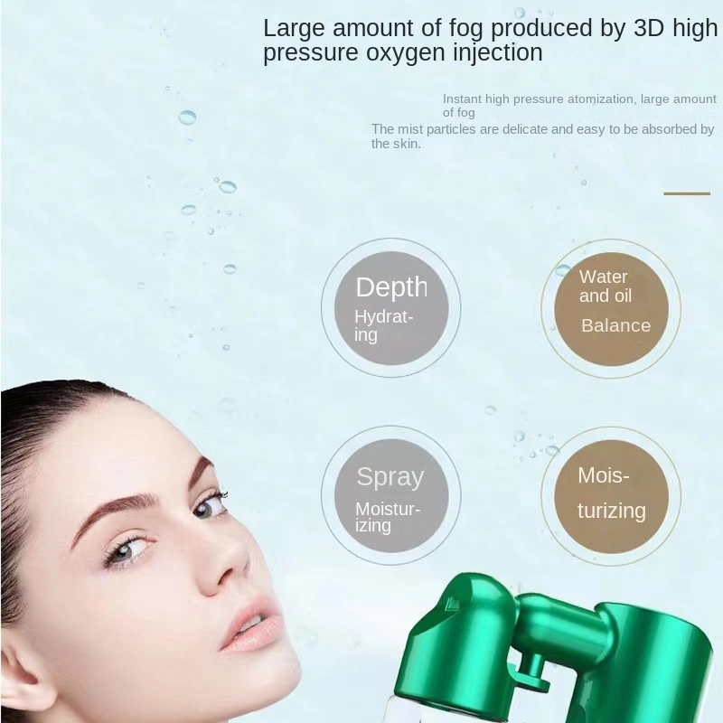 Pistola de água de 80 ml, oxigenoterapia facial Infusion Nano Device Portable facial Instrumento de injeção de oxigénio de água a alta pressão de névoa