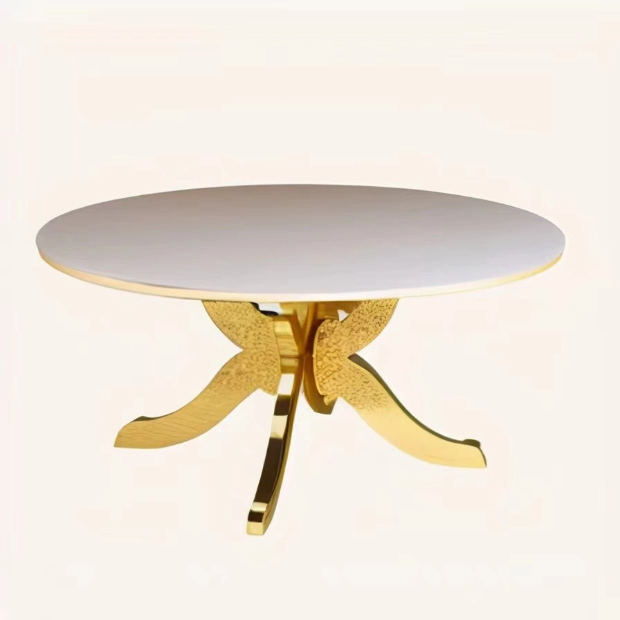 Top Quality Metal Round Gold Table Modern Living Room Furniture Living Room Edges Silver Coated Round Glass