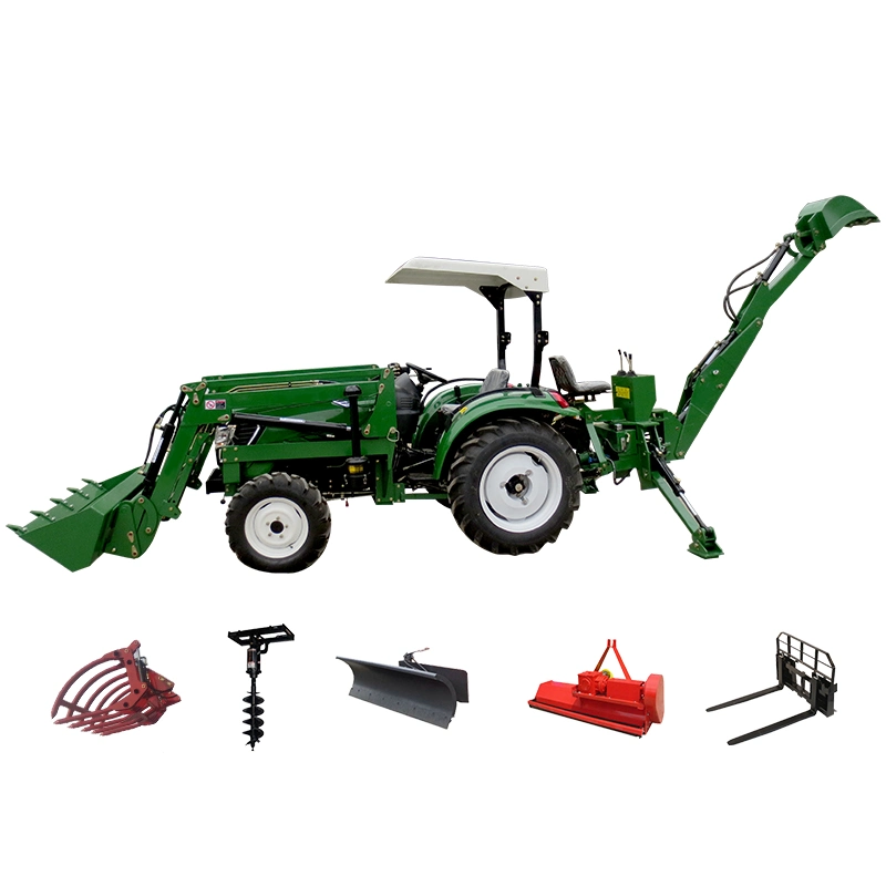 Factory 4WD Tractor with Front End Loader and Backhoe