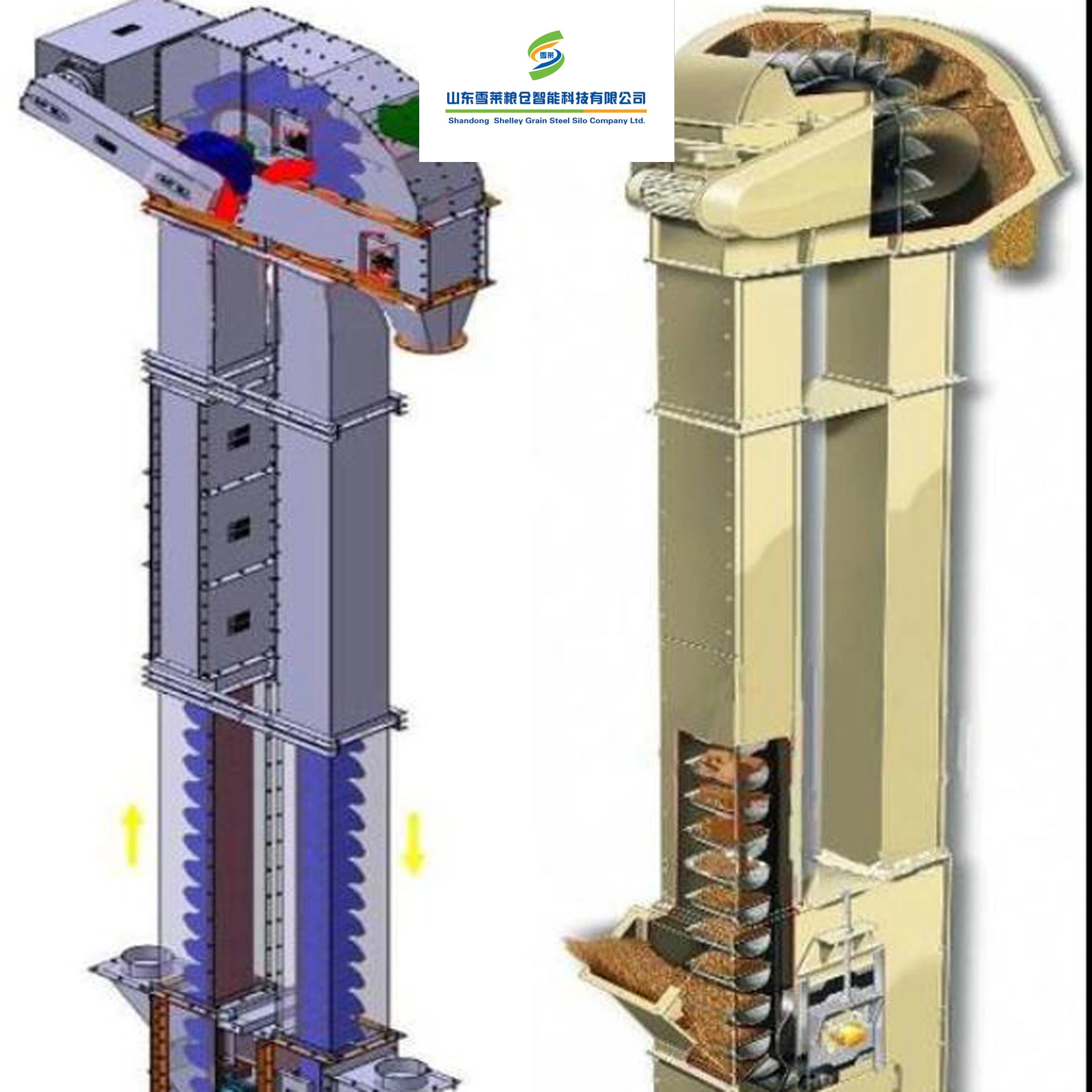 Venta caliente Precio de fábrica de China Silos de Alimentación de Semillas de Trigo, Maíz, Arroz y Paddy con Fondo Vertical y Plano Utilizados Cinta Transportadora de Granos Elevador de Cangilones.