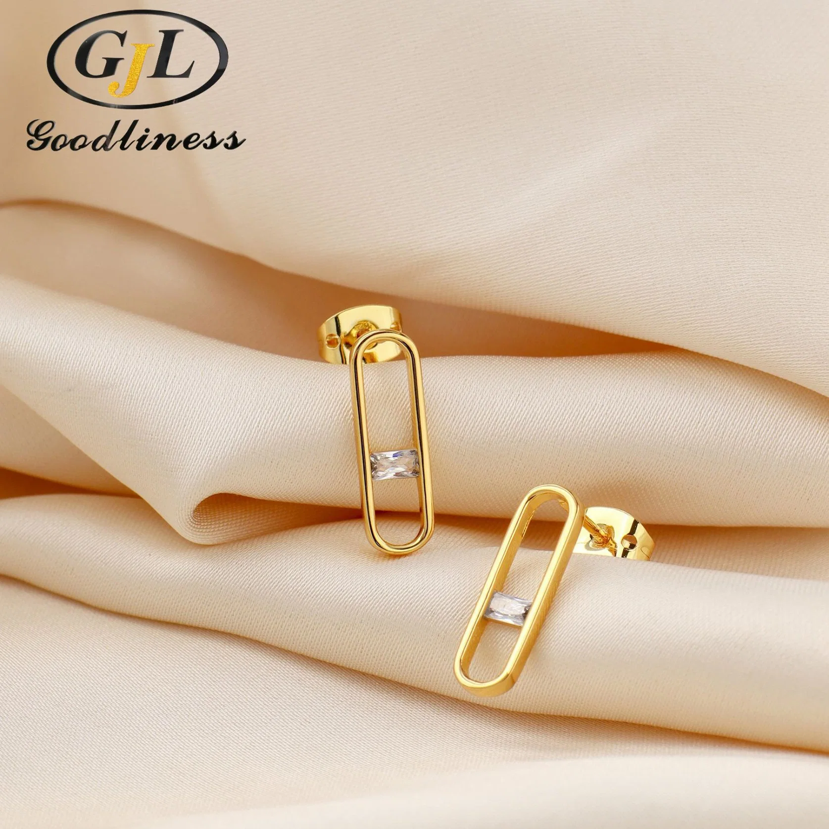 Geometric Zircon Silver Needle Brass Earring Jewelry Wholesale/Supplier