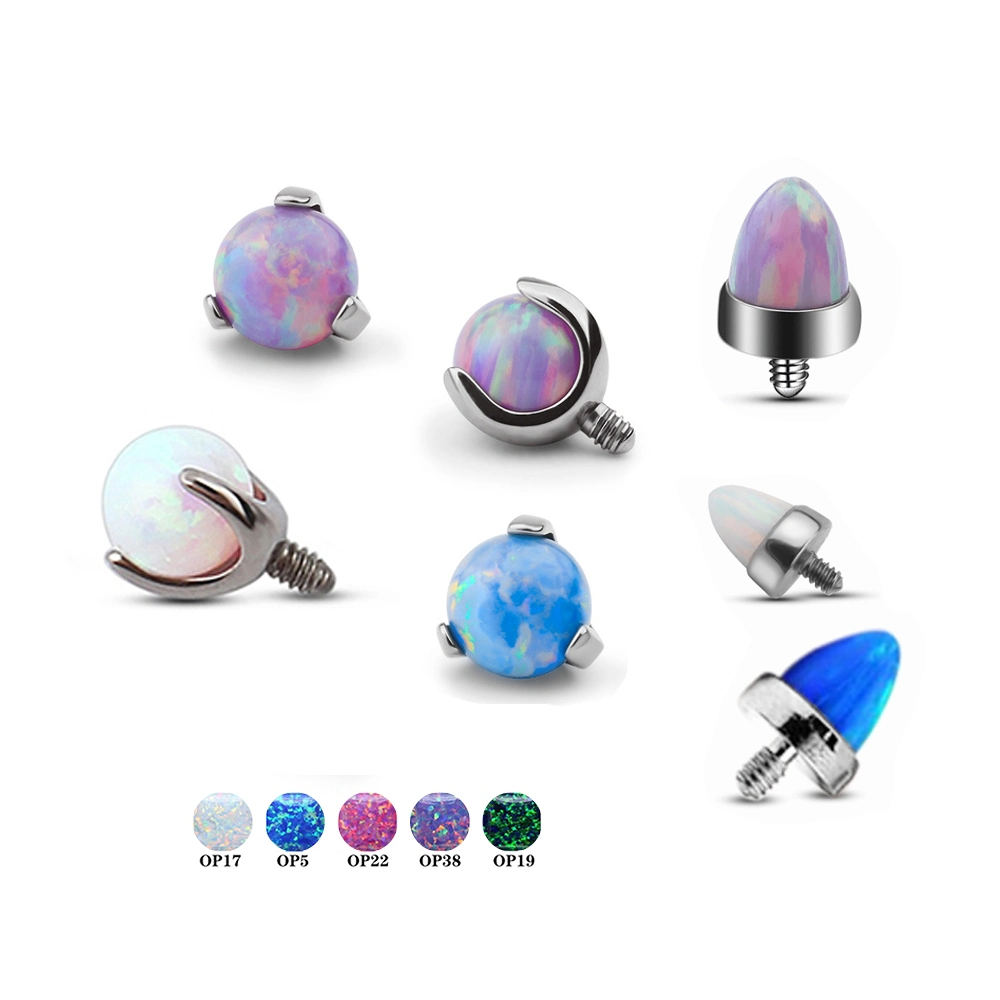 Gzn Titanium Internally Threaded Industrial Piercing Ends Claw Opal Medusa Dermal Nose Sexy Accessories Fashion Jewelry