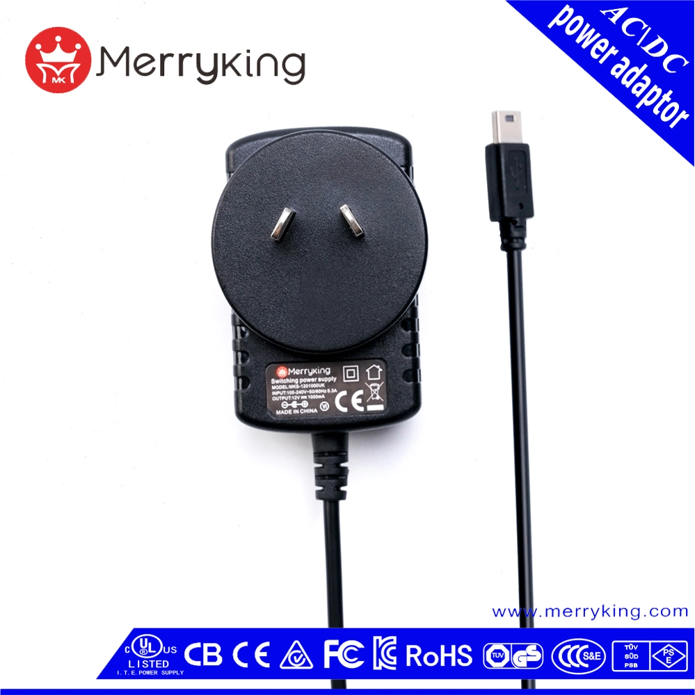 S -Mark Approved Wall Mount 12V 1A Universal Power Adapter