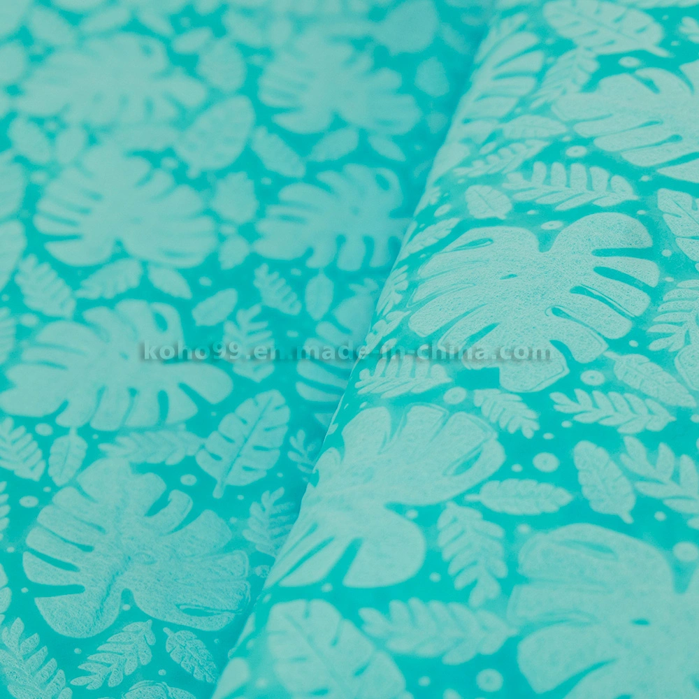 Tissu gaufré de feuilles bleu clair pour l'Emballage de cadeau