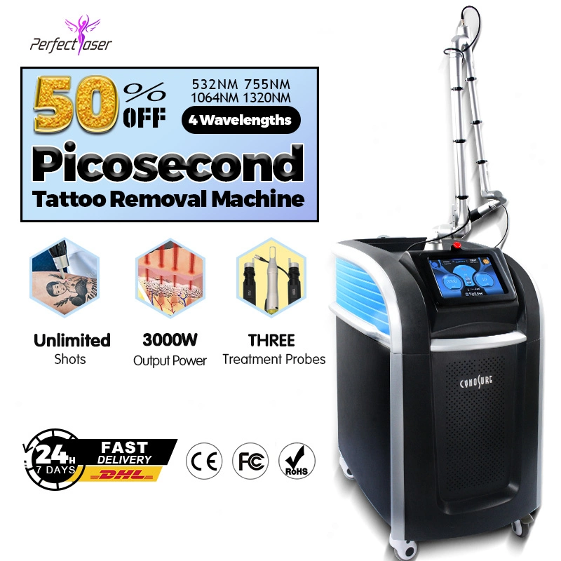 1320 нм 532 нм 1064 нм 755 нм Q коммутатор Picosecond ND YAG Pico Лазерная татуировка Извлечение пигментации Лазерная машина углеродистая с CE/FDA/RoHS/ISO для Салон/Дом/СПА