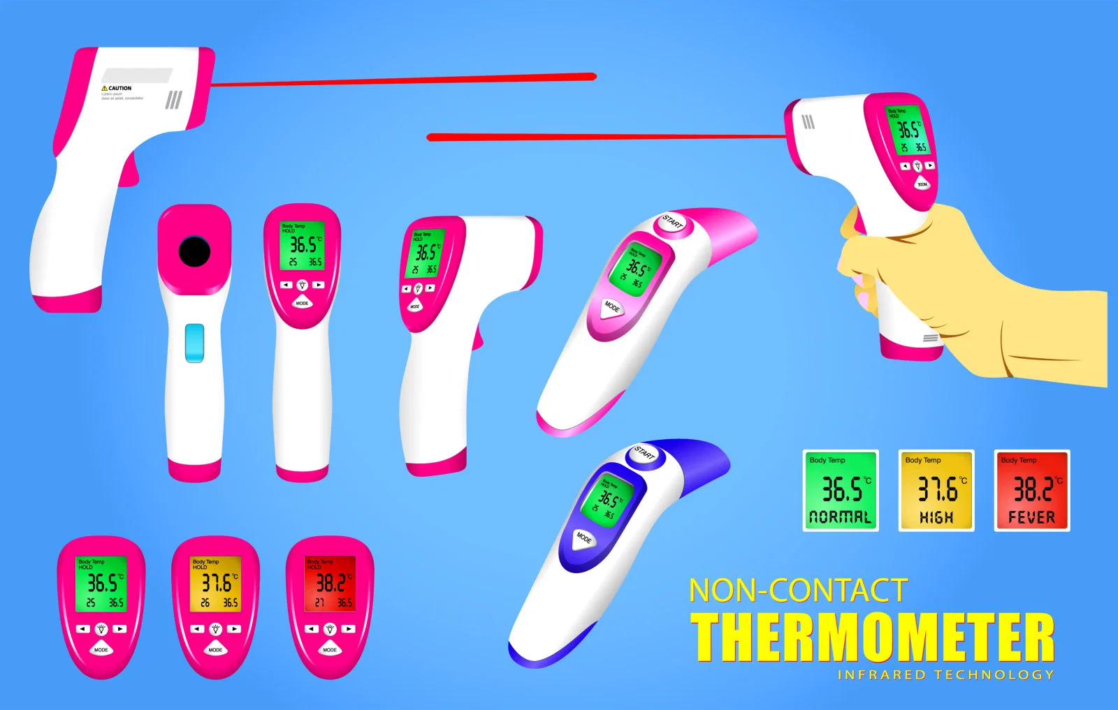 Non Contact Human Body Fever Kids Ear Forehead Infrared Laser Digital Thermometer