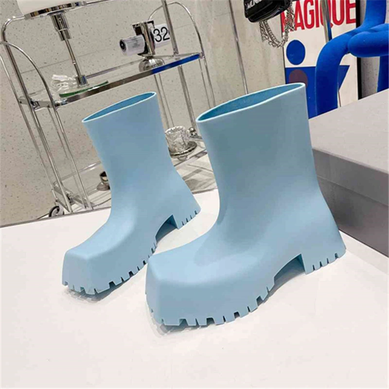 Square-Toed Platform Rain Boots