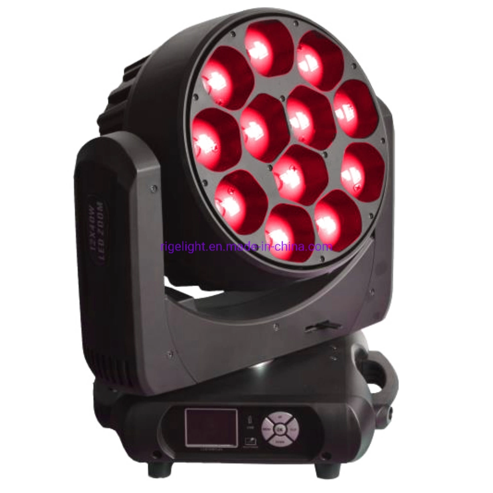 Rigeba Disco DJ Stage New Arrival 12*40W LED Zoom Moving Head Light for Party