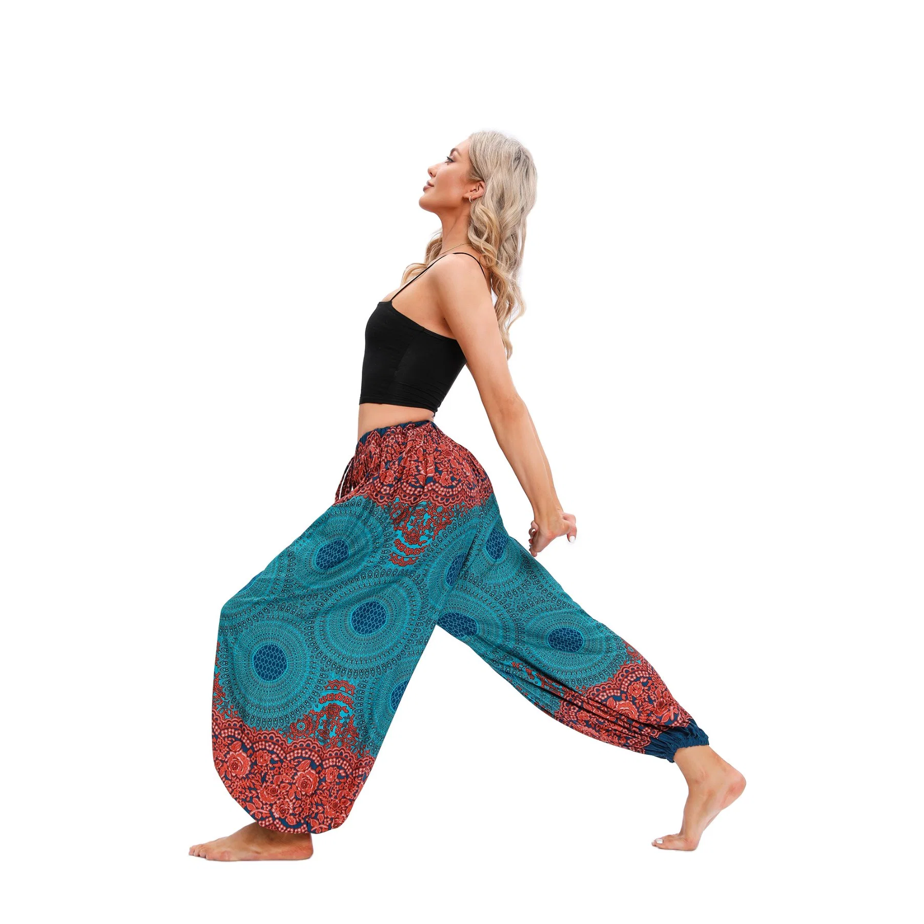 Modern Thai Indonesian Fashion Print Loose Casual Yoga Pants