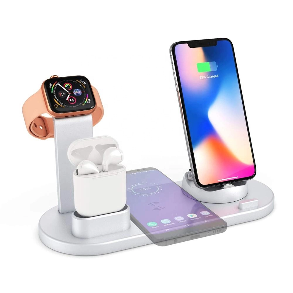 Nuevo diseño del cargador rápido de Qi Wireless 4 en 1 Soporte de carga inalámbrica dock station para Apple Ver 11 PRO MAX