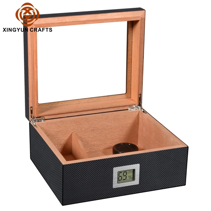 Caixa personalizada de charutos de madeira Cedar com estojo de madeira humidor Caixa de charuto de fibra de carbono